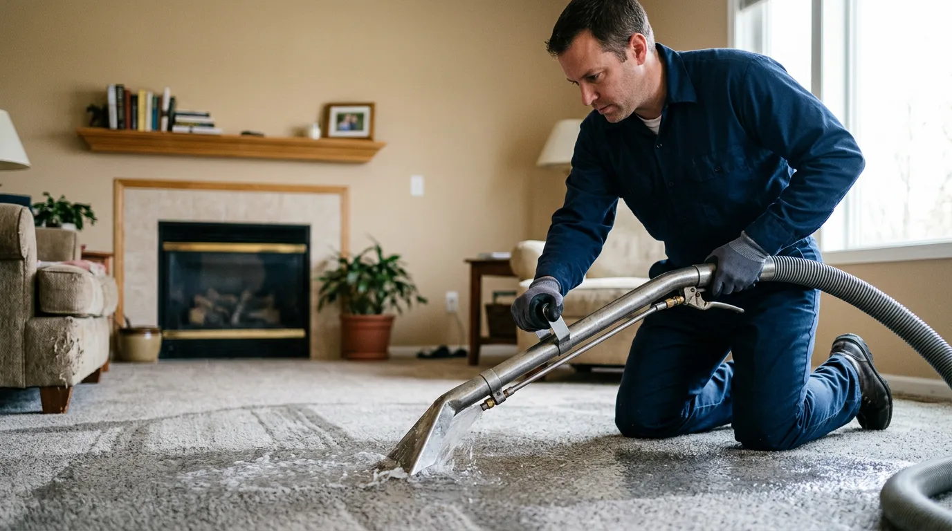 Water damage restoration technician working near Oketo, KS
